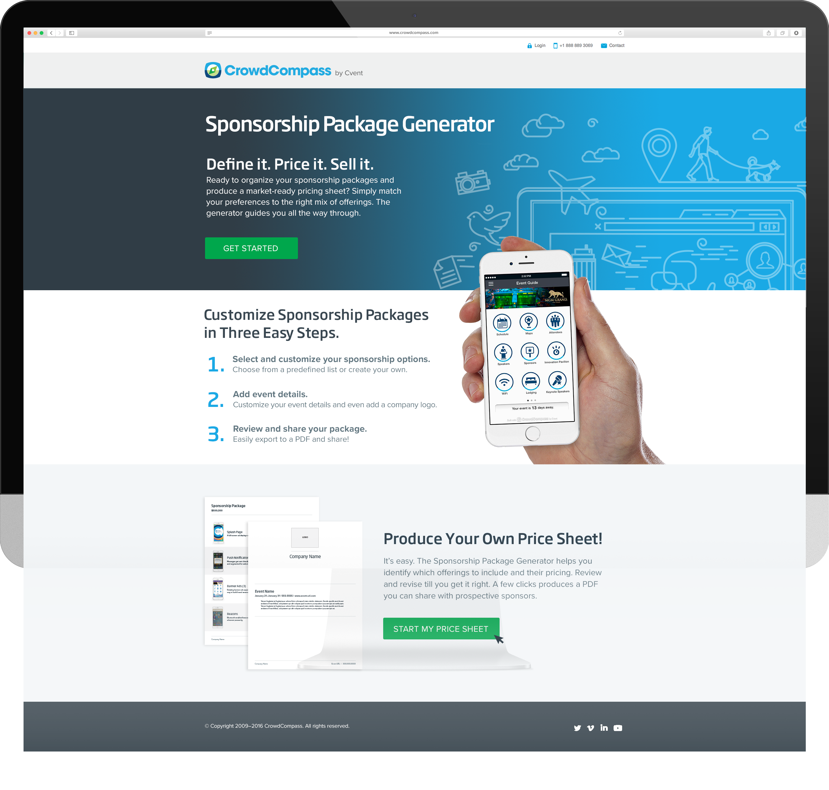CrowdCompass Sponsorship Package Generator Landing Page