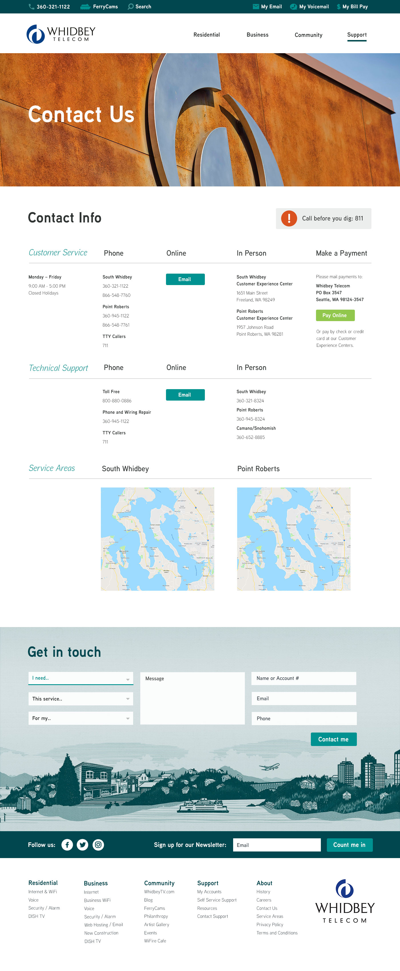 Whidbey Telecom Contact page